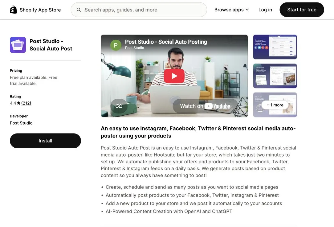 Post Studio public landing page hero or marketplace listing