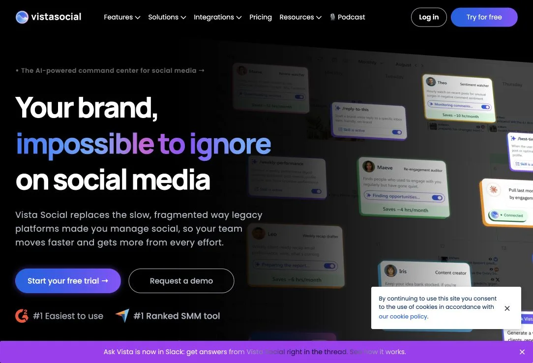 Vista Social public landing page hero or marketplace listing